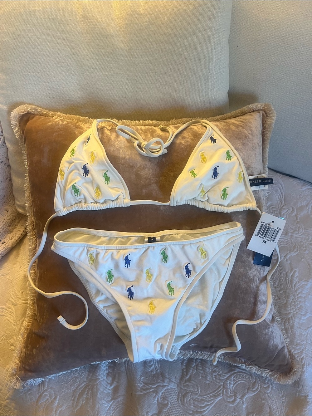 Ralph Lauren Embroidered Polo Bikini Set - Triangle Top (md) & Bottom (sm) NWT
